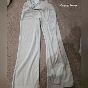 Talentless XS Cream / Off White Velvet Wide Leg Thin Pants